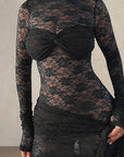 European Style Lace High Neck Sheath Dress