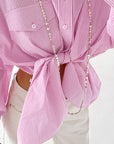 Trendy Pink Striped Loose Shirt for Women