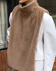 Trendy Sleeveless High Neck Faux Fur Vest