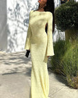 Elegant Backless Long Sleeve Dress