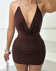 Sexy Slim Fit Deep V Neck Backless Dress