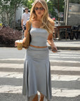 Asymmetrical Sleeveless Crop Top and Ruffled Skirt Set