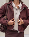 Retro Brown Suede Jacket for Women