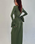 Elegant Black A-Line Dress with Long Sleeves