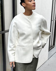 Chic V-Neck Buttoned Short Coat for Autumn Winter