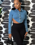 Trendy Water-Washed Denim Jacket for Women