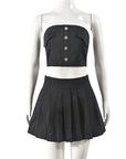 Trendy Women's Sexy Cropped Pleated Skirt Set