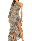 Elegant Floral Asymmetrical Dress with Ruffles