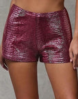 Slim Fit Low Waist PU Leather Hot Shorts for Women