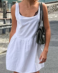 Summer Casual White Cotton Linen Dress