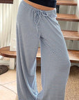 High Waist Striped Color Block Loose Straight Pants