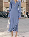 French Lantern Sleeve V-Neck Dress for Women