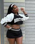Trendy Casual Baseball Sweatshirt Skirt Set