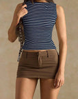 Stylish Striped Slim Fit Sleeveless Top for Women