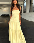 Strapless A-Line Pleated Waist Dress