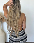 Trendy Color Block Crop Top and Shorts Set