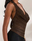 Fashionable Deep V Neck Backless Tank Top