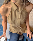 Casual Khaki Lapel Vest for Women