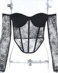 Lace Sexy Off-Shoulder Long Sleeve Top