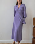 French Lantern Sleeve V-Neck Dress for Women
