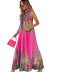 Bohemian Summer Floral Maxi Dress with Halter Neck