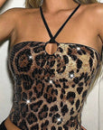 2025 Summer New Women's Backless Leopard Print Top