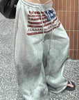 Sexy American Flag Print Drawstring Pants