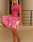 Stylish Color Block High Neck A-Line Dress