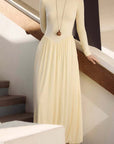 Elegant Knitted Round Neck Long Dress for Women