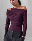 French Vintage Off-Shoulder Knit Top for Women