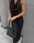 Elegant Black Halter Neck Dress for Women