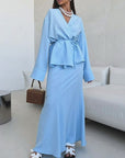 Elegant Women's Two-Piece Set with Long Skirt