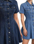 Casual Denim Dress with Button Closure