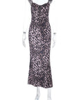 French Style Leopard Print V-Neck Dress