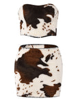 New Color Block Sexy Crop Dress Set