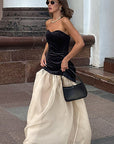 French Velvet Strapless A-Line Dress for Women