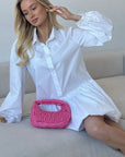 Sweet Puff Sleeve Buttoned A-Line Dress