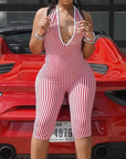 Stylish Striped Backless Jumpsuit for Women