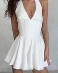 Stylish V-Neck Backless Mini Dress