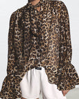 Chic Ruffled Leopard Print Chiffon Blouse