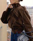 Winter New Brown Motorcycle Jacket for Women