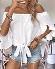 Off-Shoulder Bell Sleeve Casual Top