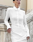 Vintage Shoulder Pad Mini Dress with Long Sleeves