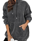 Vintage Washed Hooded Sweatshirt for Casual Wear