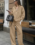 Spring Fashion Khaki Sweatshirt Set for Women