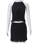 Sexy Hollow Ruffled Crop Top and Mini Skirt Set