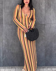 Autumn Women's V-Neck Long Sleeve Dress