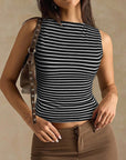 Stylish Striped Slim Fit Sleeveless Top for Women