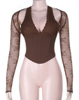 Lace Waist Cinching Long Sleeve Top