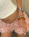 Sexy Low Rise Feather Sequined Shorts for Women